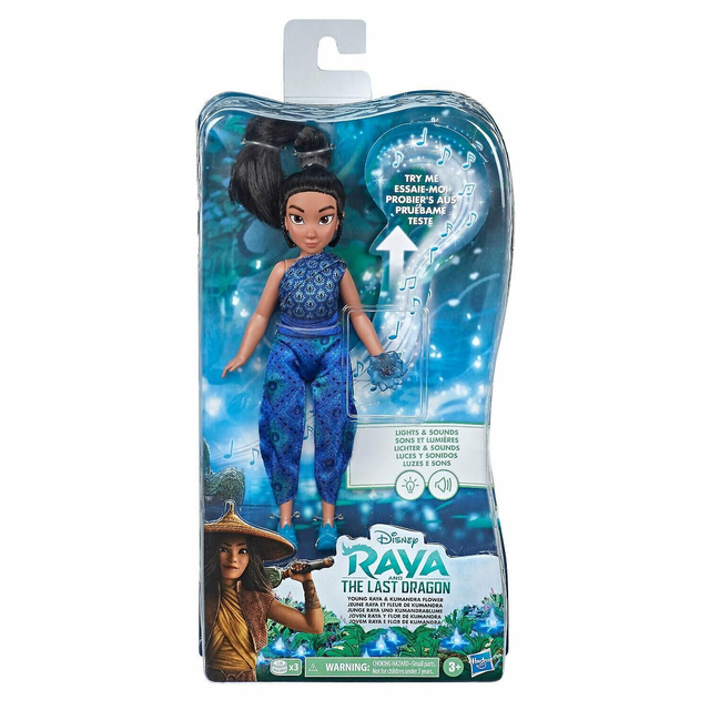 Raya and the last dragon - young raya doll and kumandra flower * Light &amp; Sound * New *