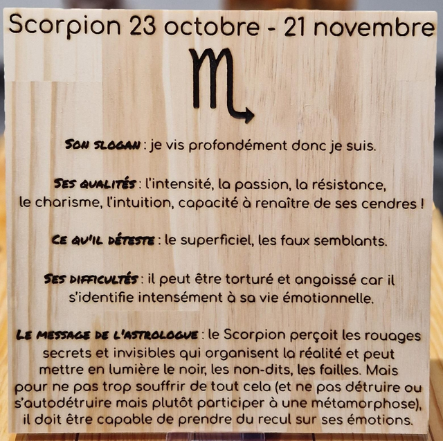 Gravure sur bois du Scorpion 