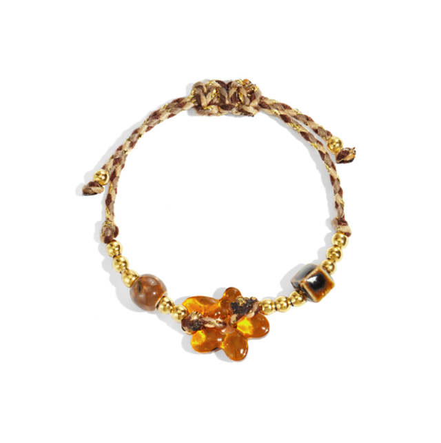 Kralenarmband bloem brown