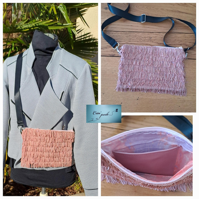 Pochette bandoulière simili rose