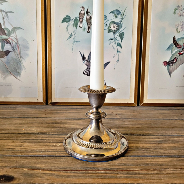X Bougeoir vintage métal argenté pour chandelle