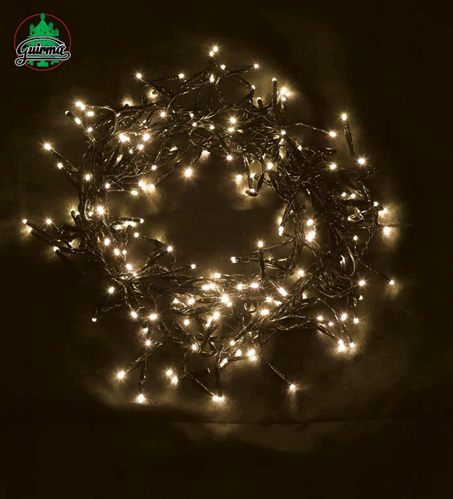 NATALE , GHIRLANDA 100 LED BIANCO CALDO 4.95MT IP44 INTERNO/ESTERNO 8 GIOCHI
