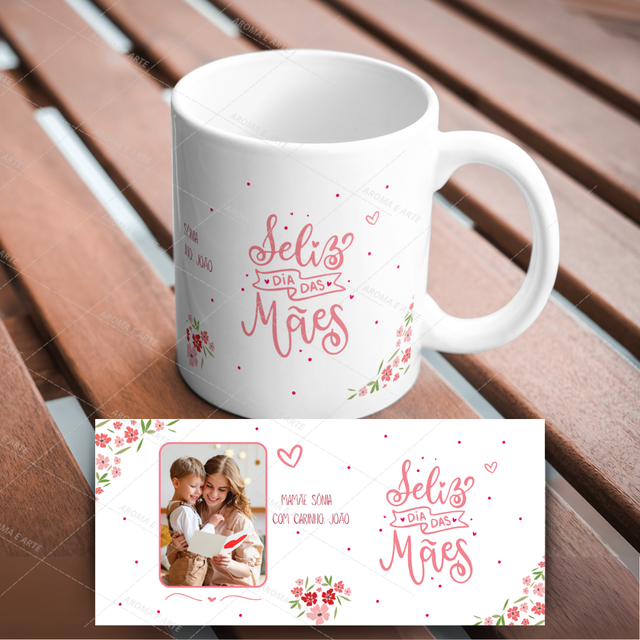 Caneca dia das mães flores do campo