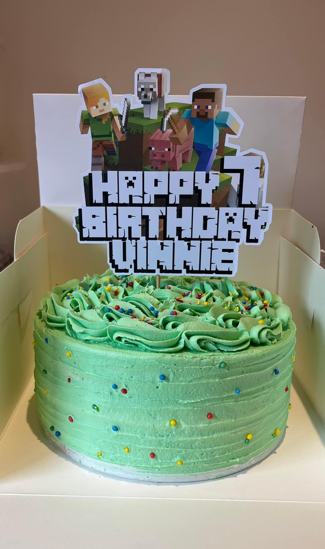 Minecraft theme cake topper