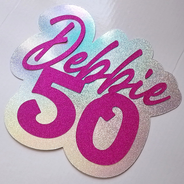 Personalised Large Glittery Name &amp; Age Birthday Cake Topper 