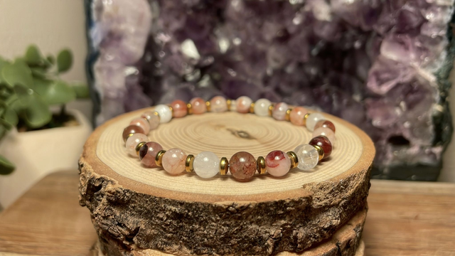 Bracelet QUARTZ HEMATOIDE 6mm (Avec hématites)