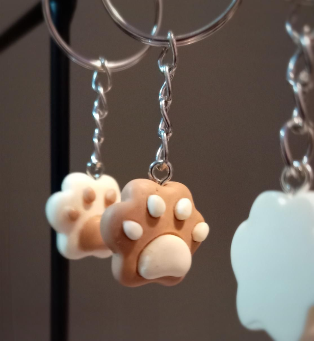 Brown and Beige Paw Keyring