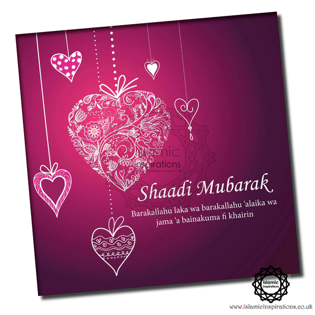 Hot Pink Hearts Shaadi Mubarak Greeting Card - WWC016 