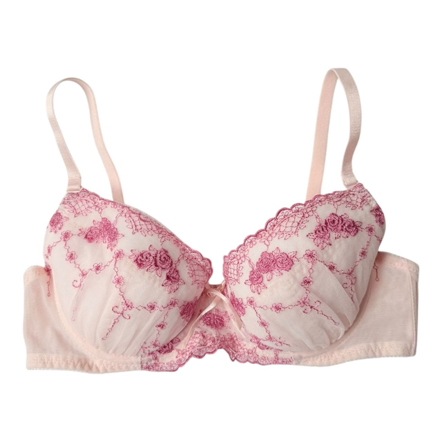 Pink roses embroidered Japanese Bra UK 32B 