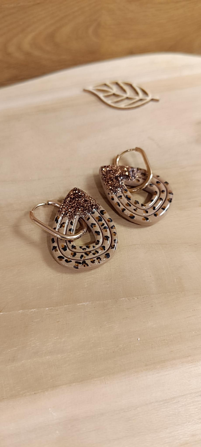 Boucles d&#039;oreilles - Goutte léopard 