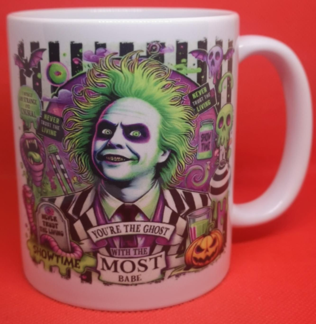 Custom Unofficial Printed Beetlejuice "Your The Ghost" 11oz Boxed Mug. 