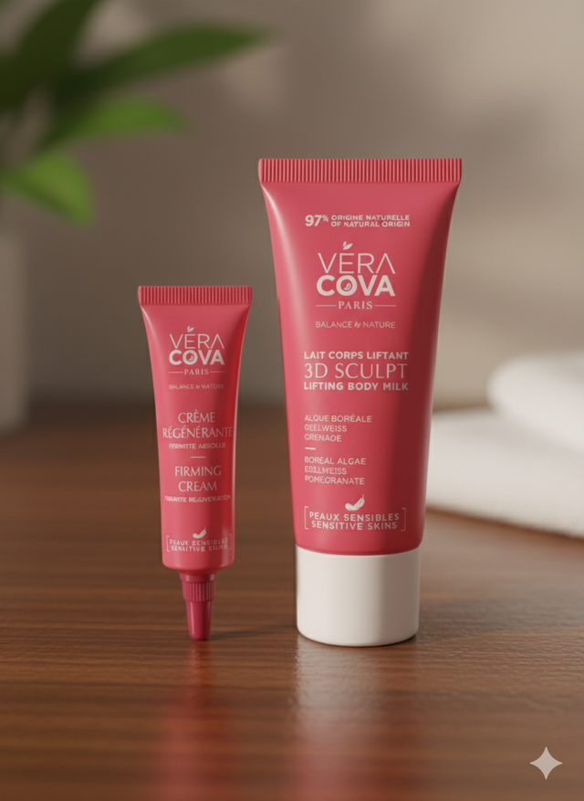 Set de voyage lait corps liftant + crème régénérante peaux sensibles (Vero Cova Paris)