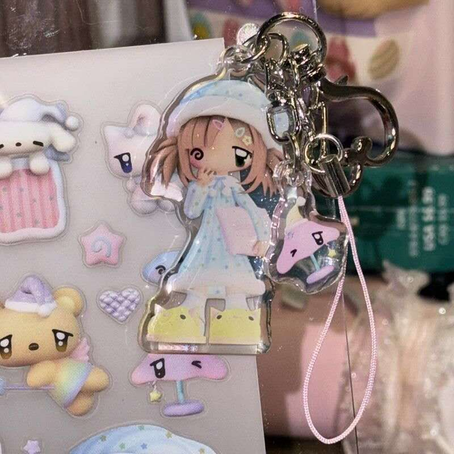 Porte-clés Acrylique Caramel – Sweet Dream Time, Style Kawaii Mignon