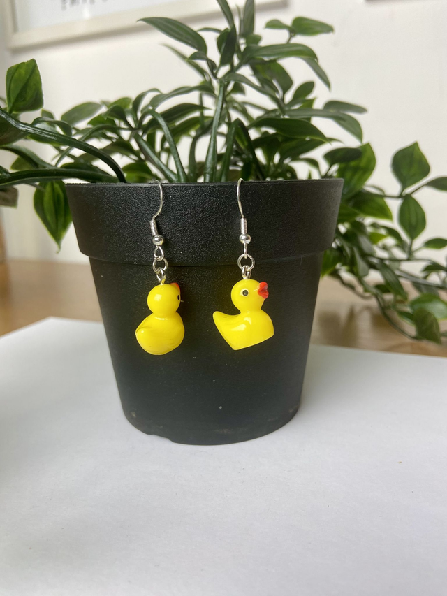 Rubber duck earrings.