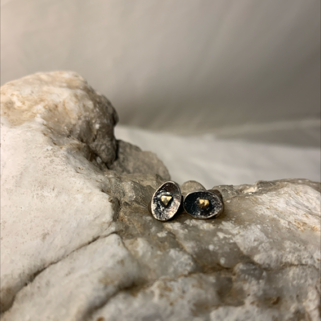 Ohrstecker mini aus Silber mit Goldakzent