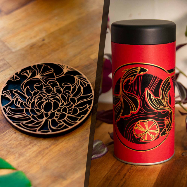 Pack complet dragon - Tasse, sous tasse + boîte à thé