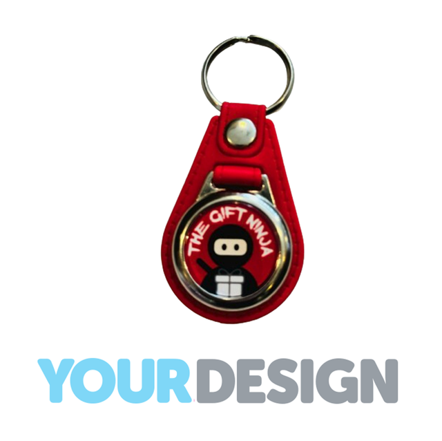 Promotional Keyrings - Faux leather fob - Red