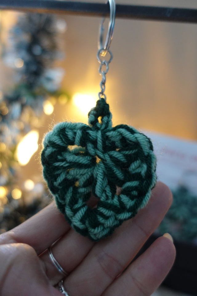 Porte-clés cœur vert en crochet | Cadeau mignon et fait main