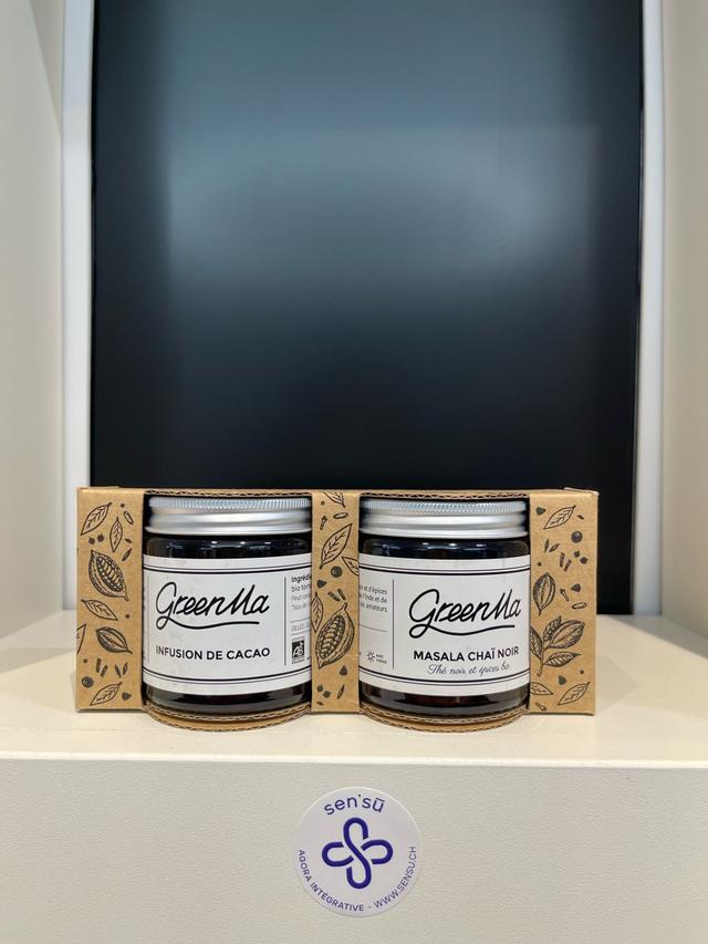 GREENMA COFFRET HIVER: MASSALA+CACAO BOC.VERRE