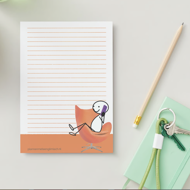 Vrolijk notitieblok ‘Even bellen’ A5 – 50 pagina’s