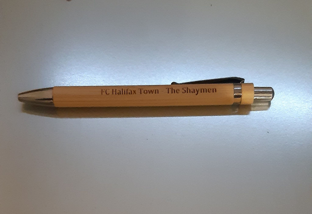 2025/2026 FC Halifax Town - The Shaymen Bamboo Ballpoint Pen with black ink  