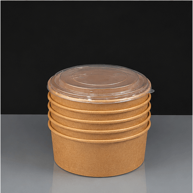 750ml Kraft Round Salad Bowl with Clear Lid