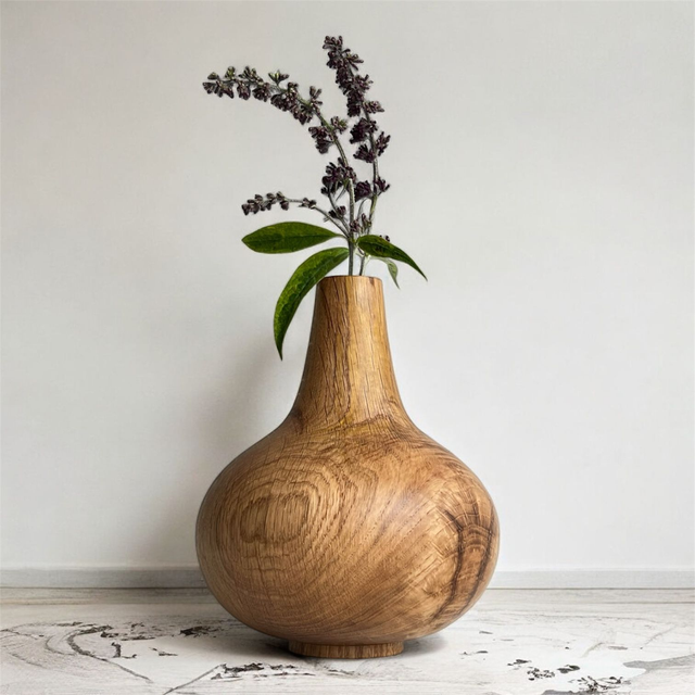 Handcrafted English Oak Vase