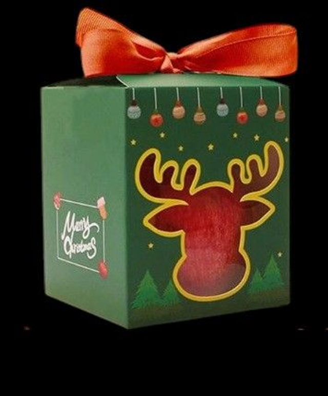 🦌 Boîte à Bougie de Noël Verte – Tête de Renne