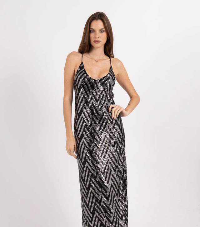 63-4. Robe longue sequin 