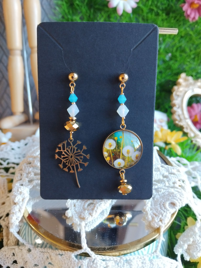 boucles d'oreilles fleurs de pissenlit