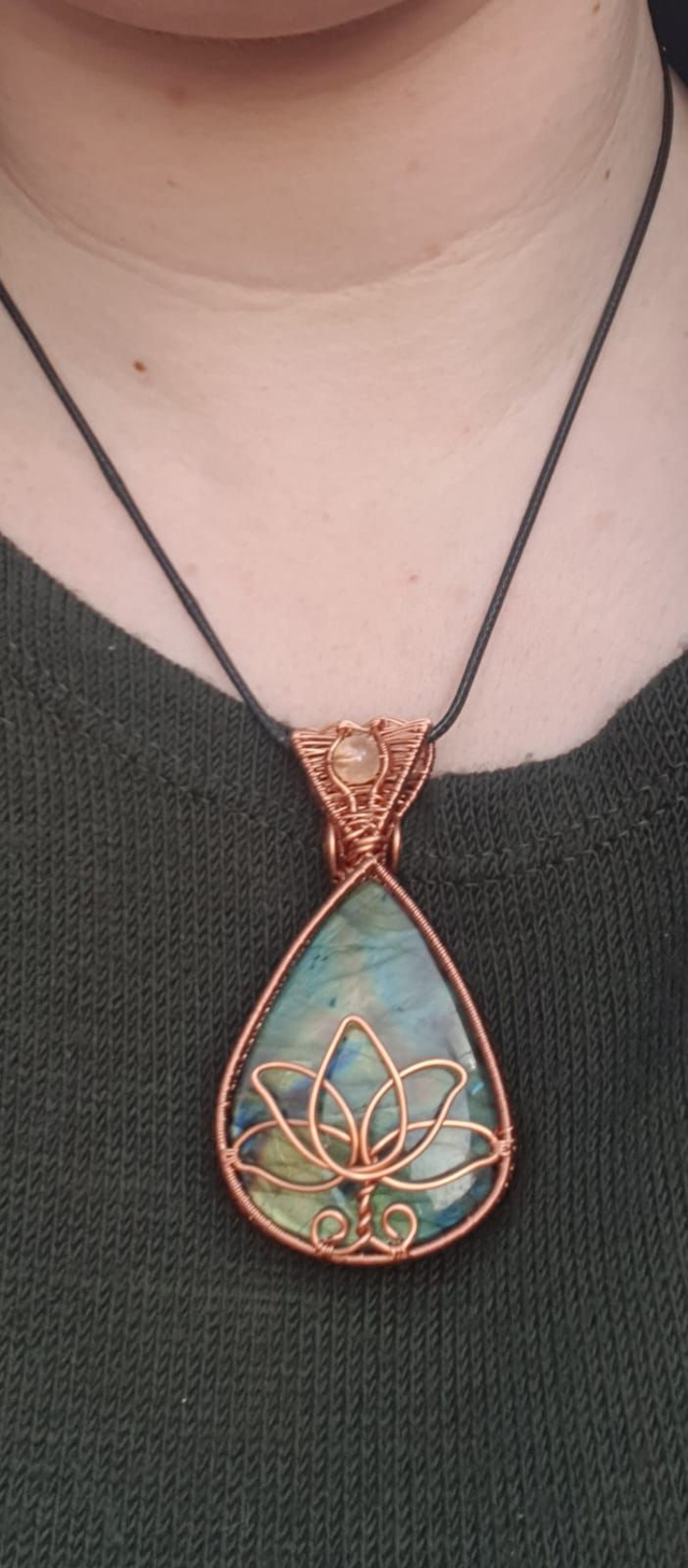 Citrine &amp; Labradorite Lotus Flower Pendant