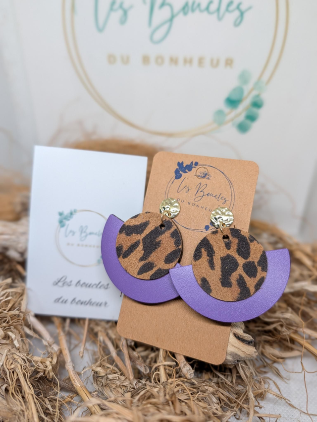 Boucles d'oreilles Dona léopard violet do035