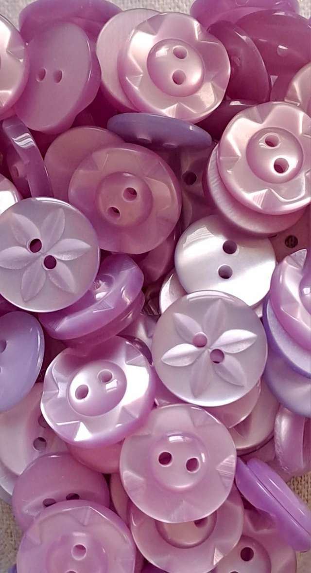 Buttons (pack 10) - Pearl - 14mm - Lilac
