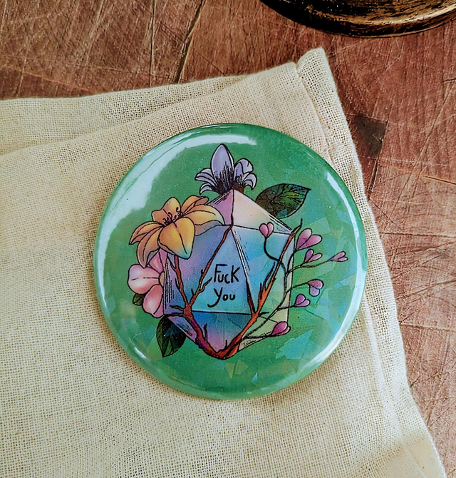 Badge "Dé Fuck You" - 58 mm - Holographique