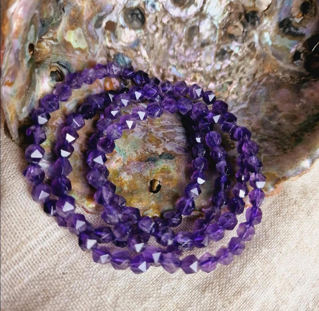 Amethyst Faceted Beaded Bracelet 