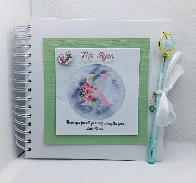 Personalised initial’s scrapbook photo album and frame set with FREE pen and pendant.