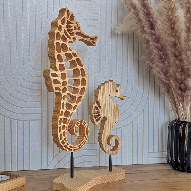 Duo Hippocampes en frêne massif