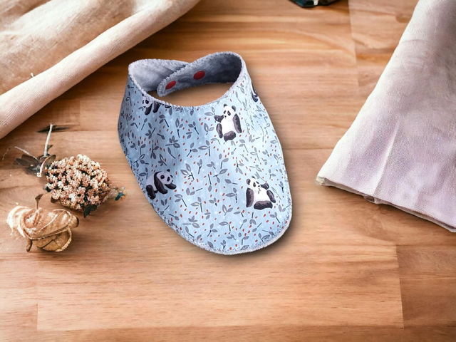 Bavoir Naissance à 6 mois réglable Panda bleu