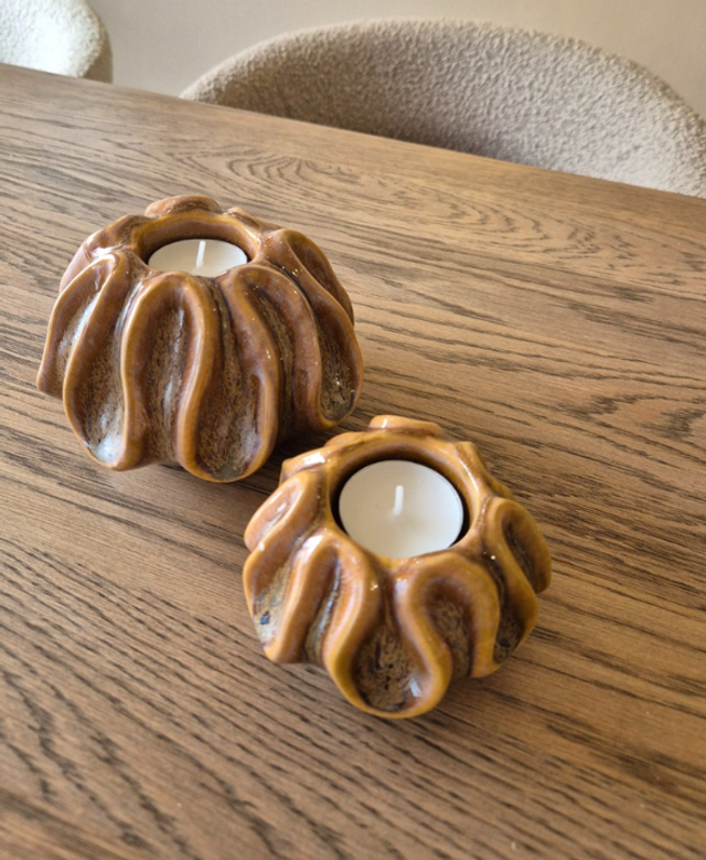 Waxinelichthouder bruin M