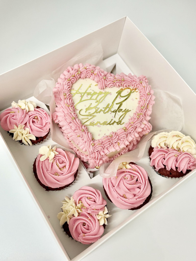 Bento Heart Birthday Cake & Cupcakes