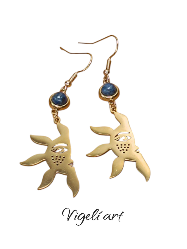 boucles d&#039;oreilles lune doré