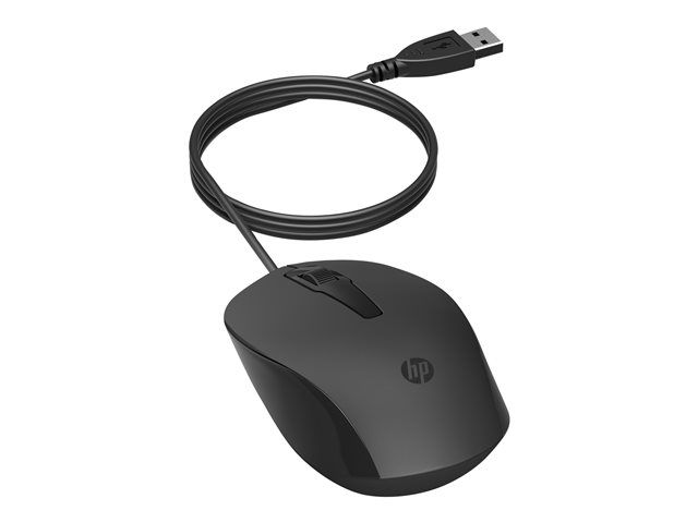  HP 150 - Mouse - per destrorsi e per sinistrorsi - ottica - cablato - USB - nero 