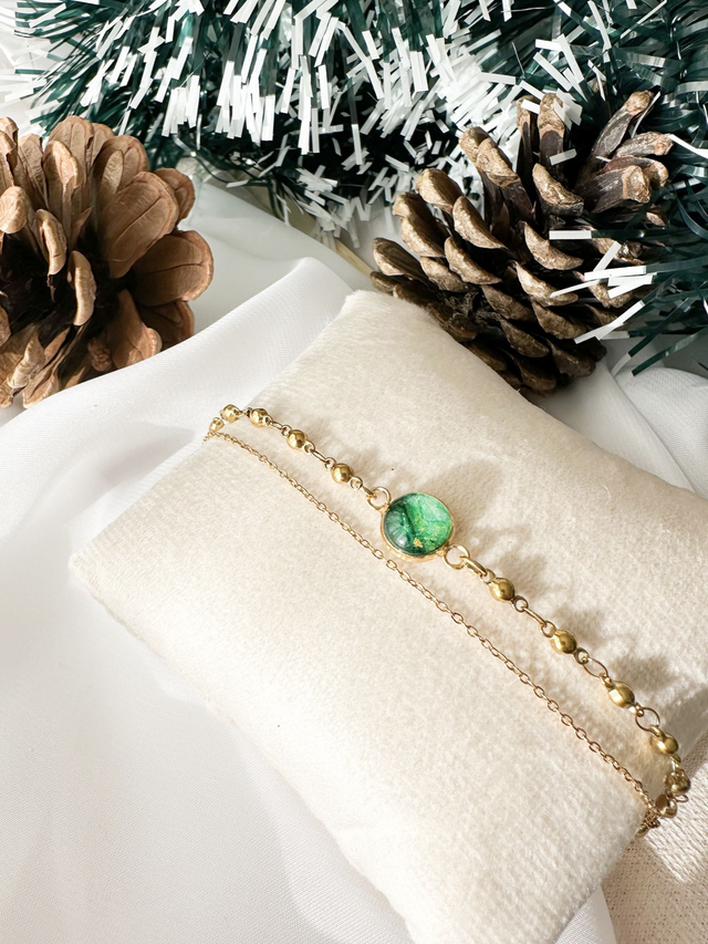 Bracelet double Iris | Vert 