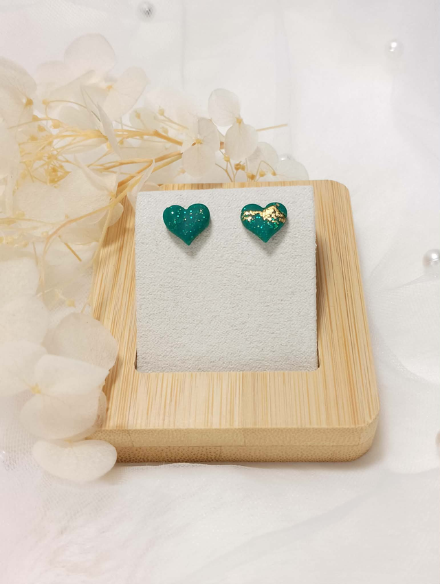 Boucles d'oreilles Cœur "Éclats d'Émeraude"