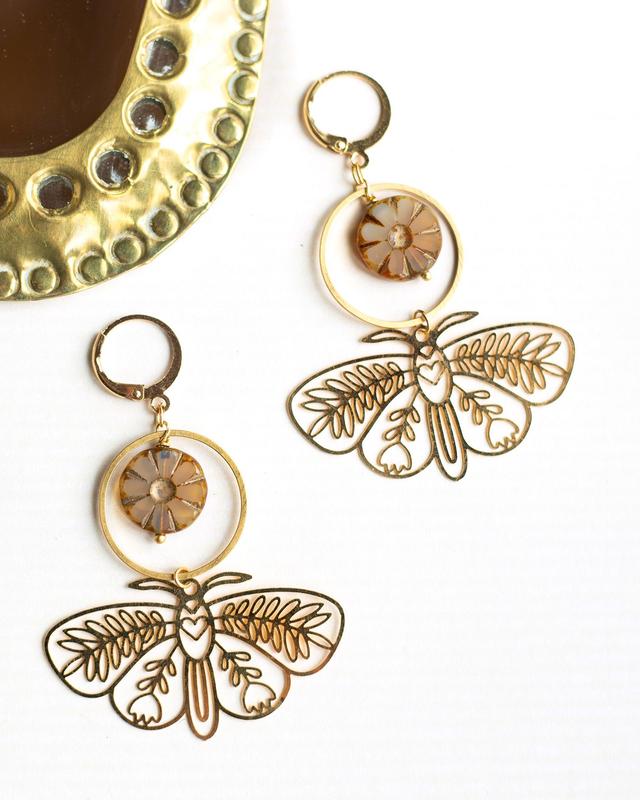 Boucles d'oreilles papillons doré