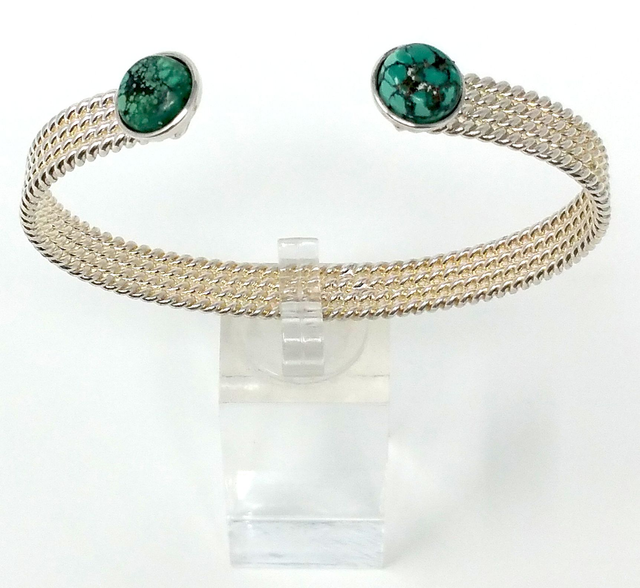 BRACELET FEMME LAITON ARGENTE TURQUOISE B130
