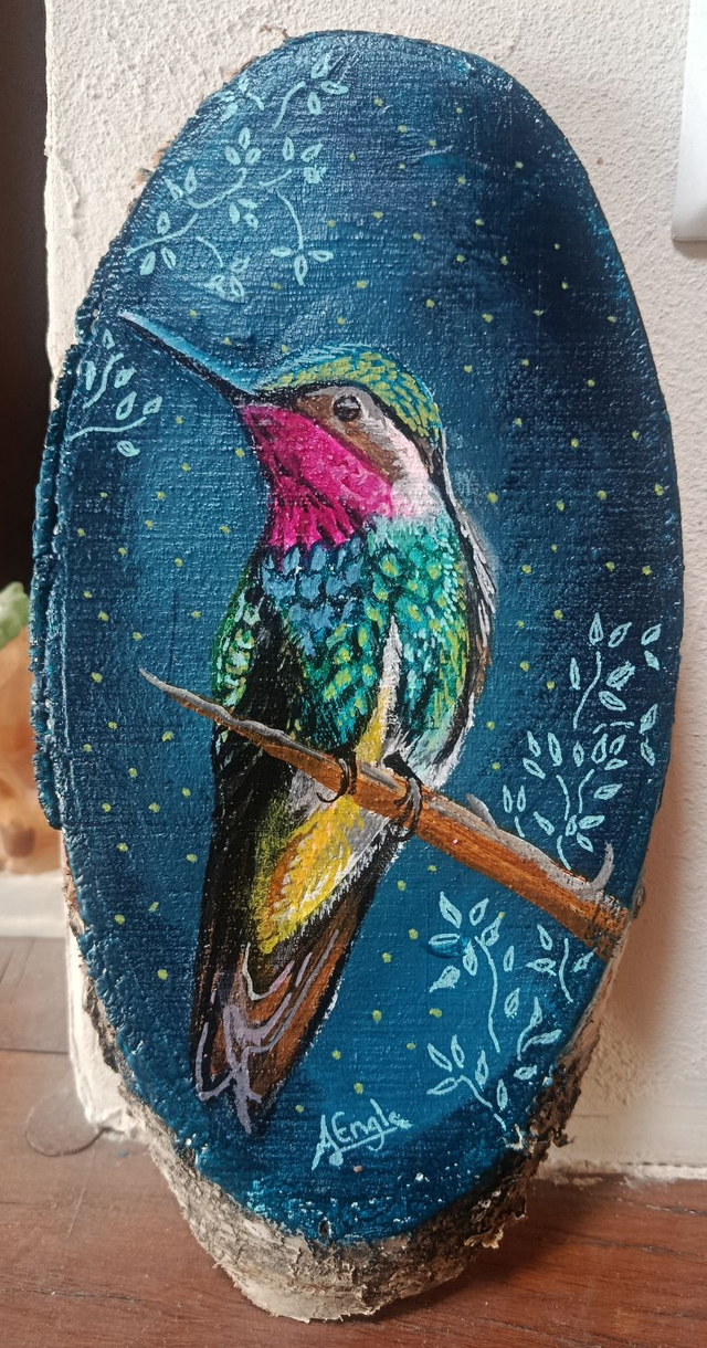 Rondin de bois peint à la main