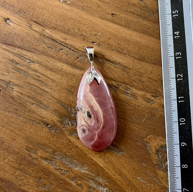 Pendentif en Rhodochrosite et bélière argent 