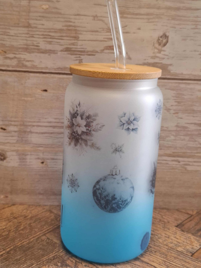 Verre givré noël en bleu