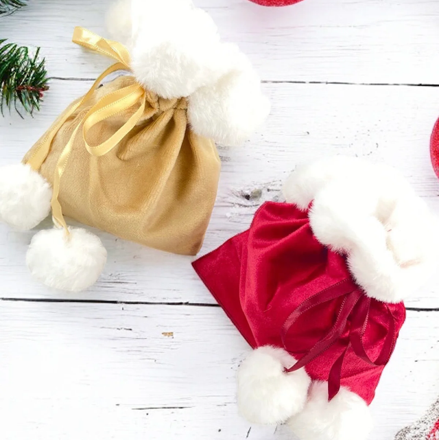 Velvet Pouch with Pompom